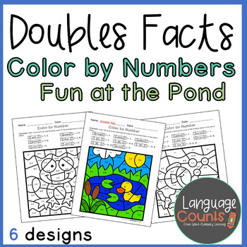 Preview of Doubles Facts to 20- Color by Number- Pond Themed