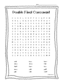 Double Final Consonant Word Search