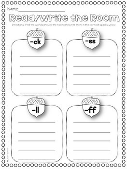 Double Final Consonants ss, ll, ff, tt ,ck Activity Pack | TpT