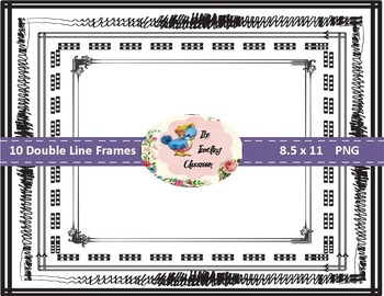 Preview of Borders Borders - Double Line Frames (Digital Borders for Commercial Use)