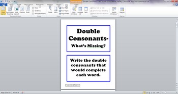 Preview of Double Middle Consonants Task Cards