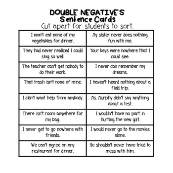 Double Negatives Activity