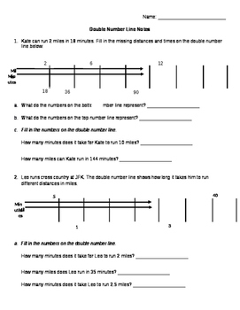 Preview of Double Number Line Notes, Activity, and Homework