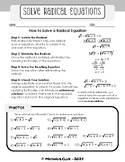 Double Square Root Equations Worksheet 1 : Intermediate Al