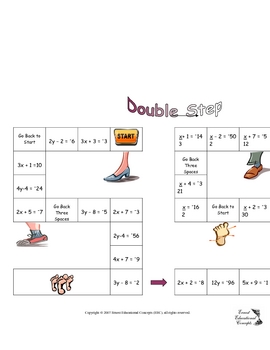 Preview of Double Step Board Game (Solving Two Step Equations with Integers).