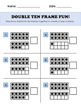 Preview of Double Ten Frame Fun Worksheet