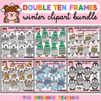 Preview of Double Ten Frames Winter Clipart Bundle