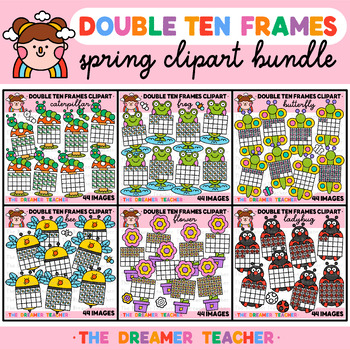 Preview of Double Ten Frames Math Clipart Bundle | Spring Graphics