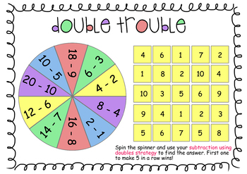 Preview of Double Trouble - A game to consolidate subtraction using doubles.