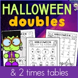Double and Halves Halloween Worksheets, Two Times Tables, 