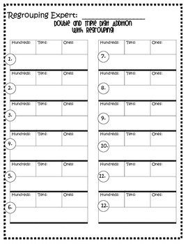 Double and Triple Digit Addition with Regrouping AND Three Addends!