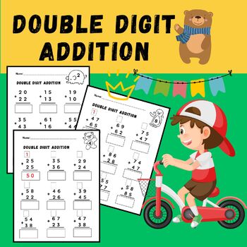 Preview of Double digit addition without regrouping/with regrouping Worksheets