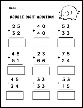 Double digit addition without regrouping/with regrouping Worksheets/free