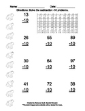 Double digit subtraction -10 practice worksheets