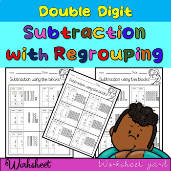 Preview of Double digit subtraction with regrouping Worksheet | Subtraction with borrowing