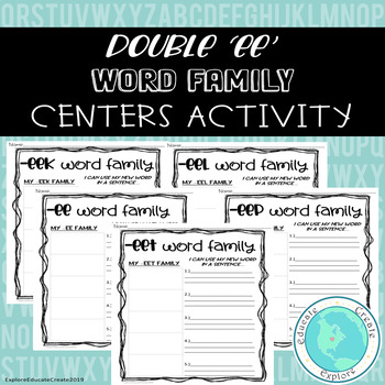 Preview of Double -ee Word Family Centers Activity