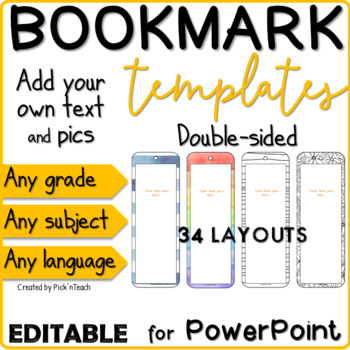 bookmark template teaching resources teachers pay teachers