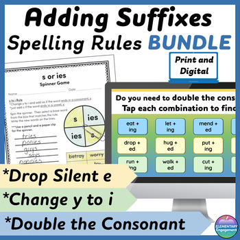 Preview of Spelling Changes when Adding Suffixes ed, ing, er, est, s, es Big Bundle