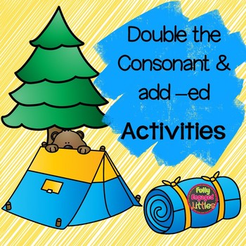 Preview of Double the Consonant and add -ed Task Cards and Center