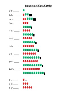 Preview of Doubles +1 Fact Family Differentiated with visuals and flaschards