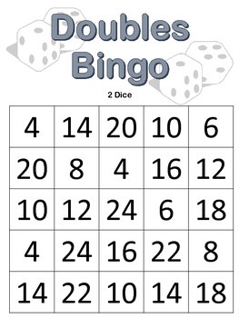 Doubles Bingo With 2 Dice {Math Center Or Math Tub Game} By Sheri Farmer