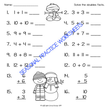 Doubles & Doubles +1 Math Facts Practice by Teacher Wings and Other Things