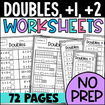 Preview of Doubles, Doubles Plus 1, Doubles Plus 2 Sorts Worksheets Near Doubles Facts Add