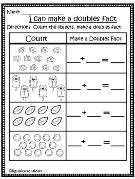 Preview of Doubles Facts Assessment