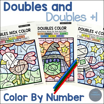 Preview of Doubles Facts Worksheets Color By Number Math | Doubles Plus One