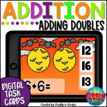 Preview of Doubles Facts Games Halloween Math Boom Cards