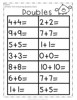 Doubles Facts Activities by Robin Wilson First Grade Love | TpT