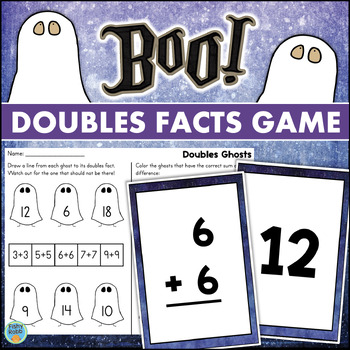 Preview of Adding Doubles Facts Math Game & Worksheet Addition & Subtraction to 20