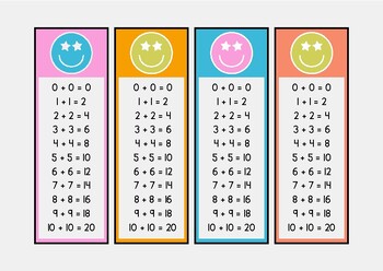 Preview of Doubles Facts/Multiplication Facts (0-10) Bookmarks