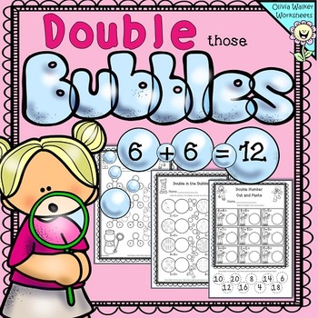 Preview of Doubles Facts Numbers Worksheet/ Free!!!! Bubble Cut and Paste, Number Bonds