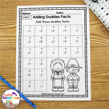 Doubles Facts Worksheets by Teacher Gameroom | Teachers Pay Teachers