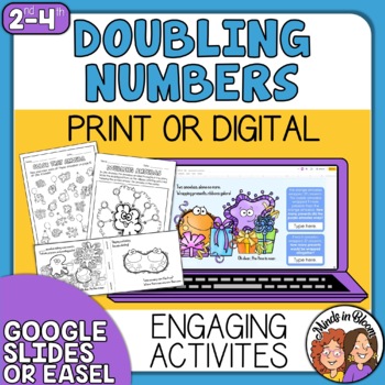 Preview of Multiplication Math Activity! Doubles Fun! Doubling Numbers x2 plus digital