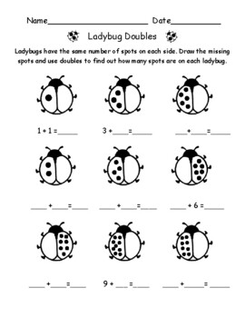 doubles ladybug addition worksheet by britterbugs tpt