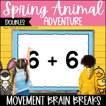 Preview of Doubles Math Fact Fluency Springtime Animal Adventure Activity Movement Break