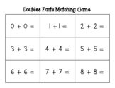 Doubles Addition Facts Memory Matching Game and Practice W