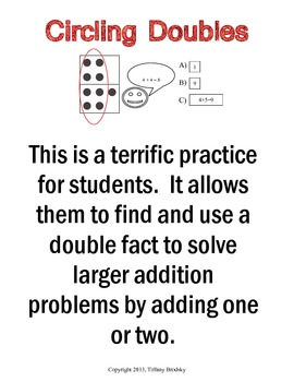 Preview of Circling Doubles Plus One, Plus Two, Dot Addition Practice