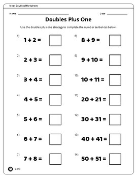 Doubles Plus One - Worksheet by professional designer | TPT