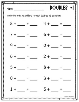 Doubles Plus One Worksheets Within 20 Math Fact Fluency by Primary Made ...