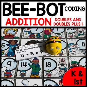 Preview of Doubles and Doubles Plus 1 Addition Coding Robotics for Beginners Bee Bots Mat