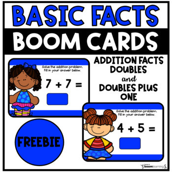 Preview of Doubles and Doubles Plus One Addition Basic Facts BOOM™ Cards