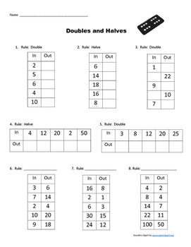 doubles and halves in out boxes by m and m resources tpt