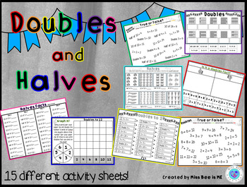 Preview of Doubles and Halves- worksheets/games