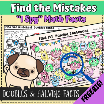 Preview of Doubles and Halving Facts - Addition Fact Find it! FREEBIE worksheet - I Spy