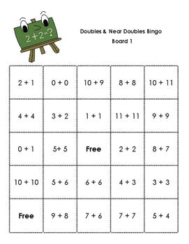 Doubles and Near Doubles (+1) Bingo by StephS | TPT