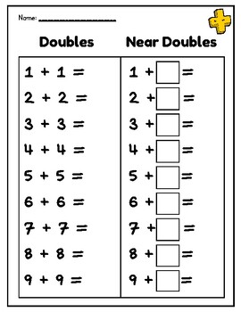 Doubles and Near Doubles Fluency Worksheet by Colleen Brereton | TPT