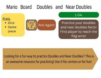 Preview of Doubles and Near Doubles Mario Themed Center